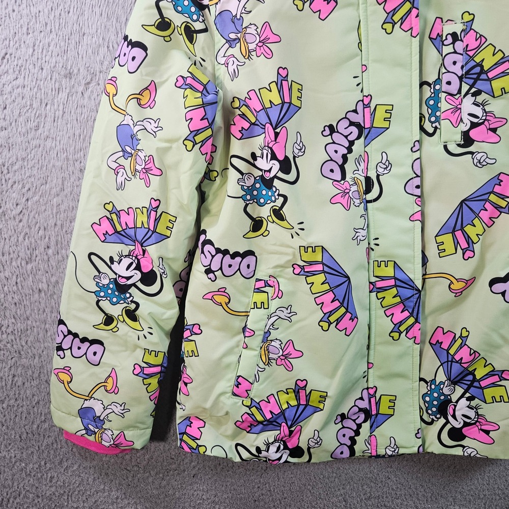 NEW Disney Minnie Mouse Daisy Duck Girls Hooded Jacket Light Green Pink XL 10 Yr - Picture 2 of 12